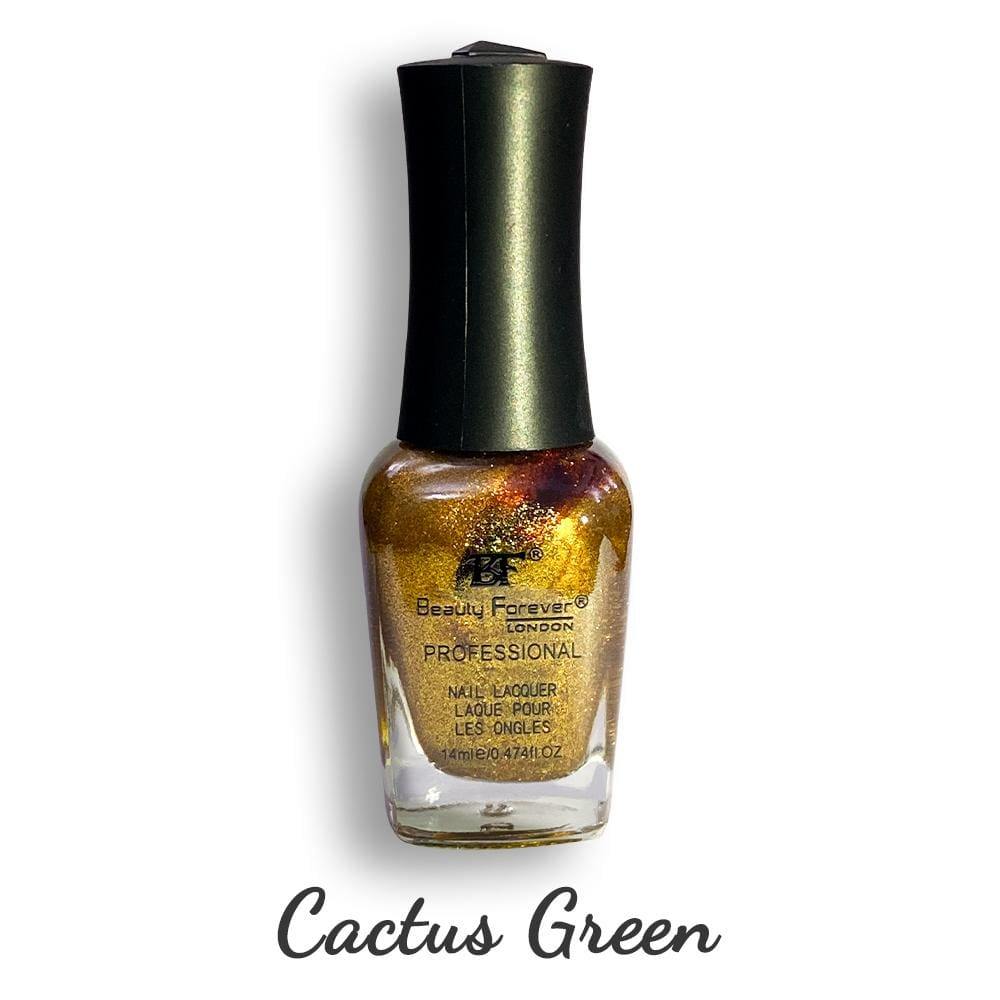 Beauty Forever Cactus Green nail lacquer in 14ml bottle, professional nail polish for manicures and nail art.