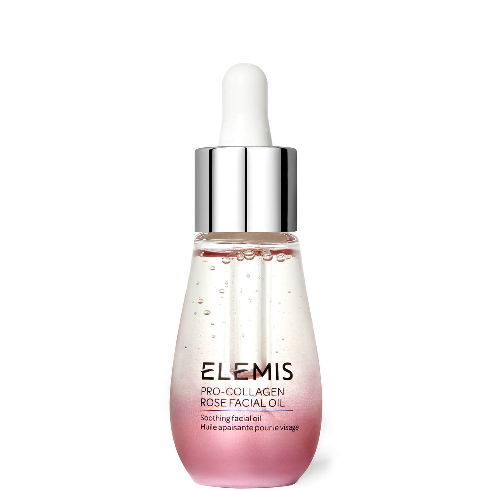 Grace Beauty Elemis Pro-Collagen Rose Facial Oil 15ml in a sleek glass bottle, designed for nourishing and hydrating skin.