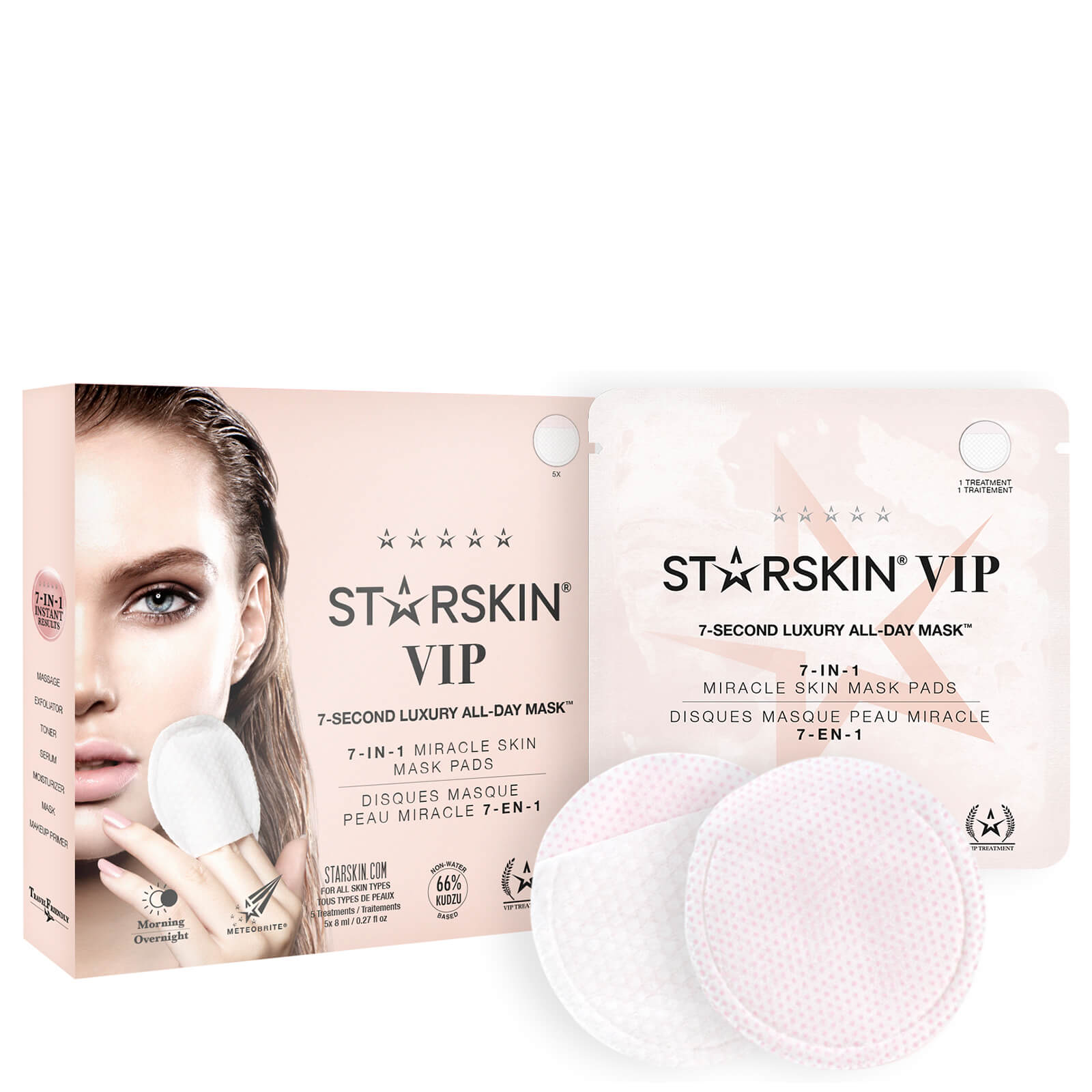 Grace Beauty STARSKIN VIP 7-Seconds luxury all-day mask pads, 5 packs of 8ml, 7-in-1 miracle skin treatment in skincare masks and peels