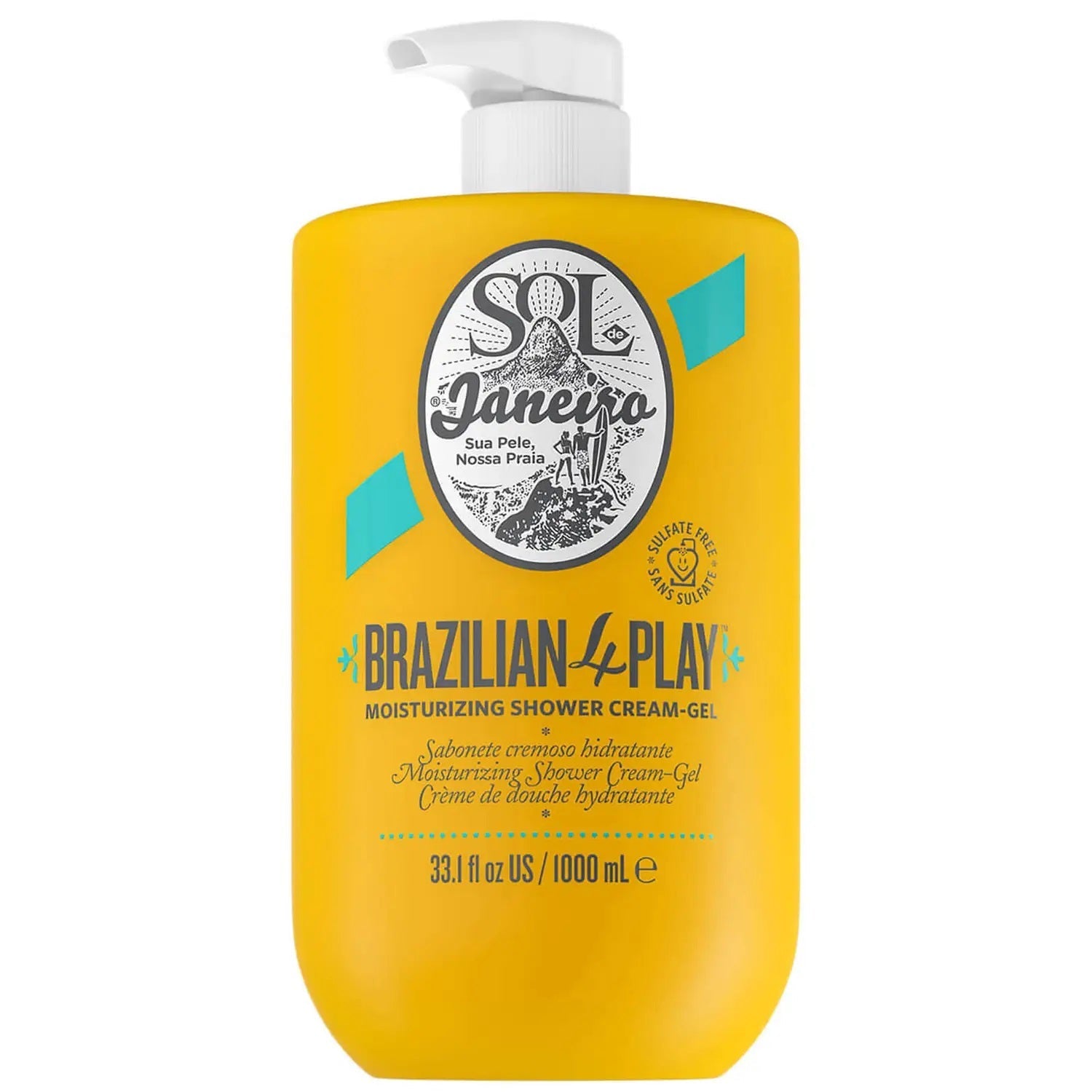 Sol de Janeiro Brazilian 4 Play Moisturizing Shower Cream-Gel in a 1000ml bottle, from Grace Beauty, shown in the image.
