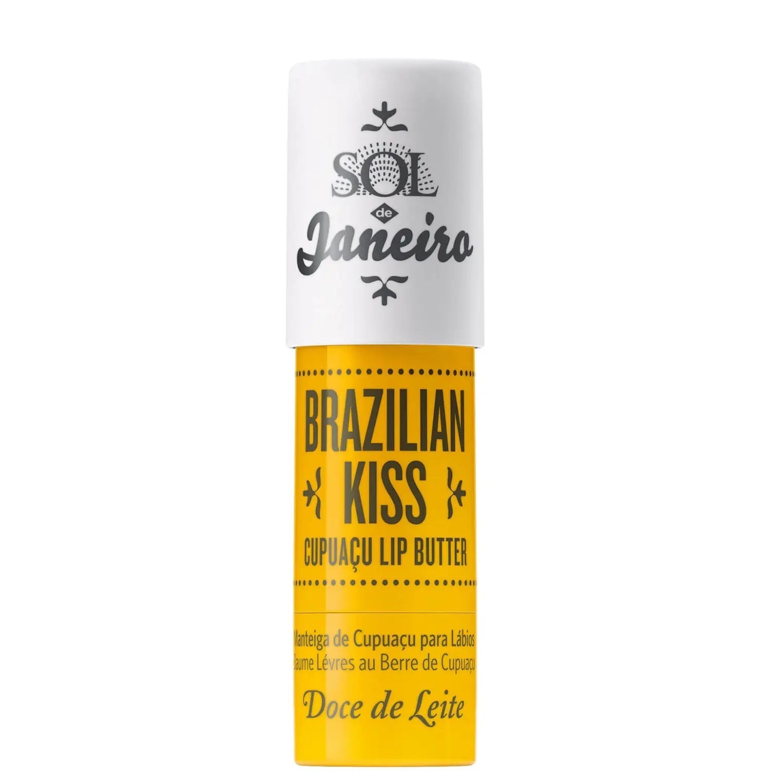 Grace Beauty Sol de Janeiro Brazilian Kiss Cupuaçu Lip Butter in a small jar with a smooth, creamy texture for nourishing lips.