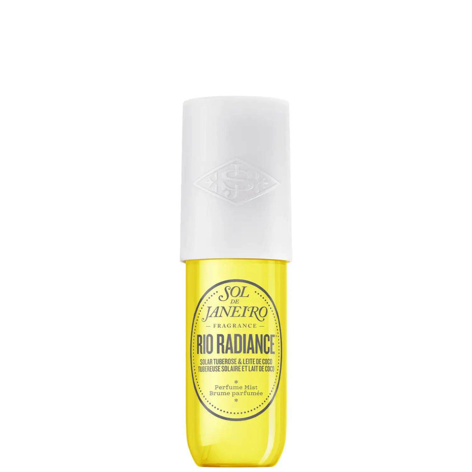 Grace Beauty Sol de Janeiro Rio Radiance Perfume Mist 90ml spray bottle with tropical-inspired fragrance and vibrant packaging.