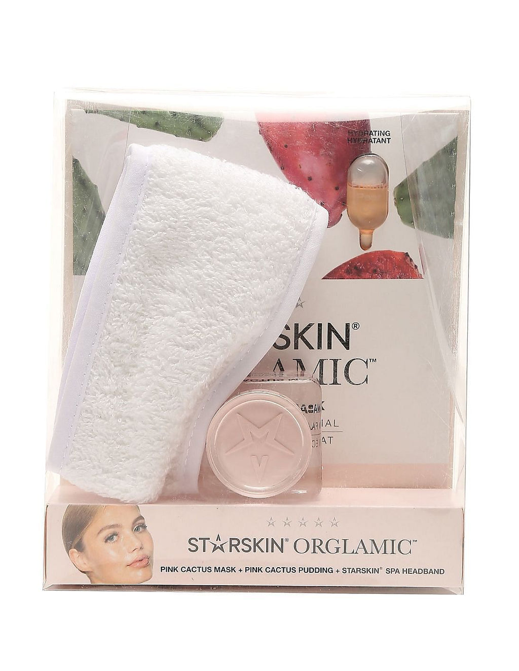 Grace Beauty STARTSKIN The Orglamic™ Collection set with pudding, pink cactus mask, and headband for skincare routine.