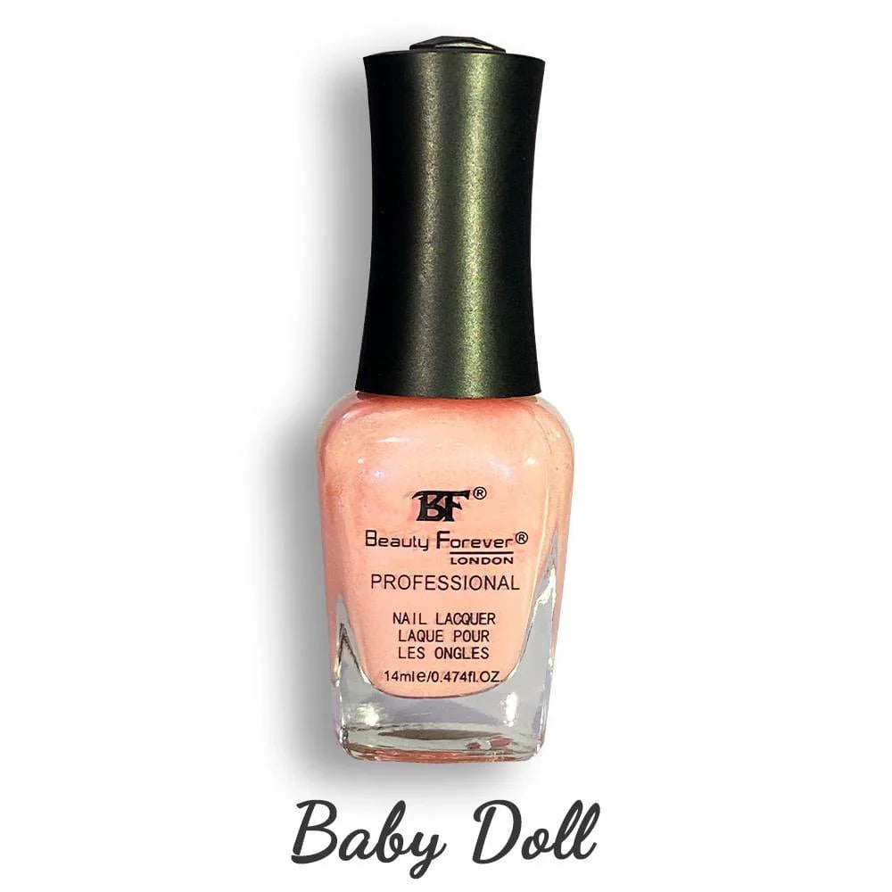 Beauty Forever Baby Doll nail lacquer in 14ml, a professional nail polish with a glossy finish and vibrant color.