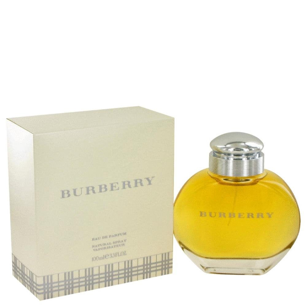 Burberry Original Woman EDP spray bottle, 50ml or 100ml, with elegant packaging and classic design, displayed on a neutral background.