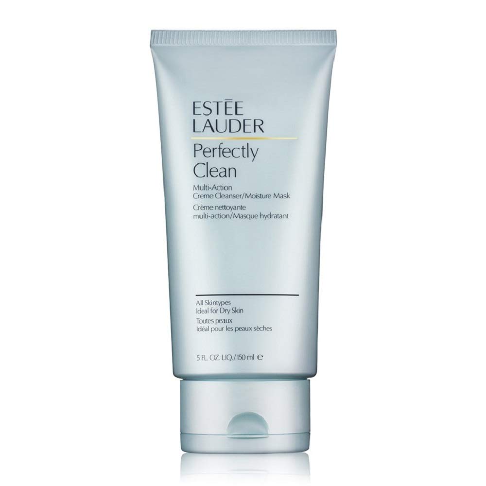 Estée Lauder Perfectly Clean multi-action creme cleanser and moisture mask in 150ml jar, suitable for facial cleansing and hydration.