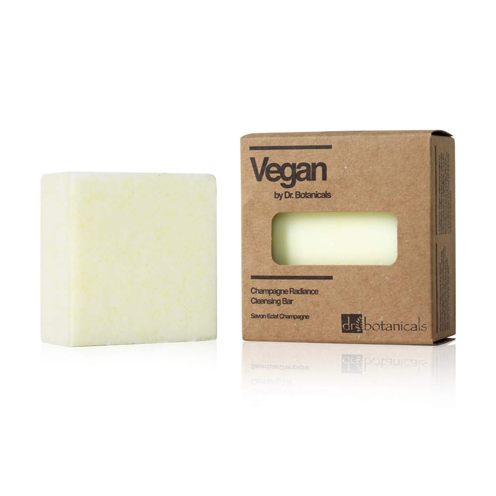 Dr Botanicals Champagne Radiance Cleansing Bar by Grace Beauty, vegan beauty soap with a luxurious champagne scent and radiant cleansing properties.