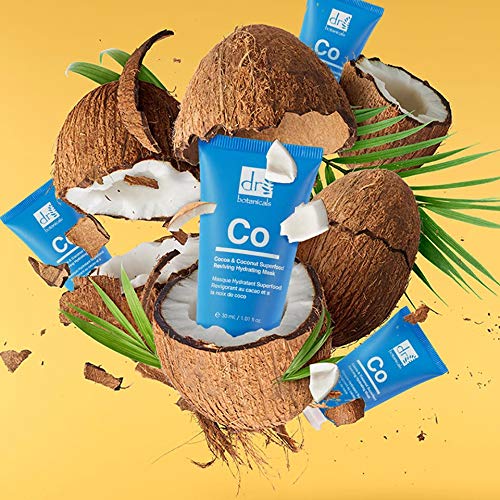 Dr Botanicals Cocoa and Coconut hydrating skin care mask in 50ml vegan packaging, by Grace Beauty, showing the product jar.