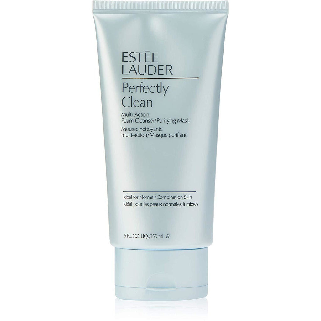 Grace Beauty Estée Lauder Perfectly Clean Multi-Action Foam Cleanser and Purifying Mask in 150ml, showing the product bottle and packaging