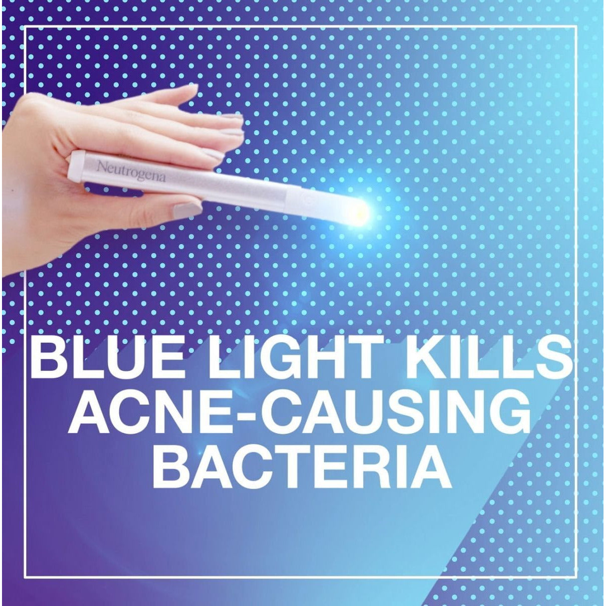 Neutrogena Visibly Clear Light Therapy Acne Spot Treatment in a sleek tube, used for targeted blemish treatment.