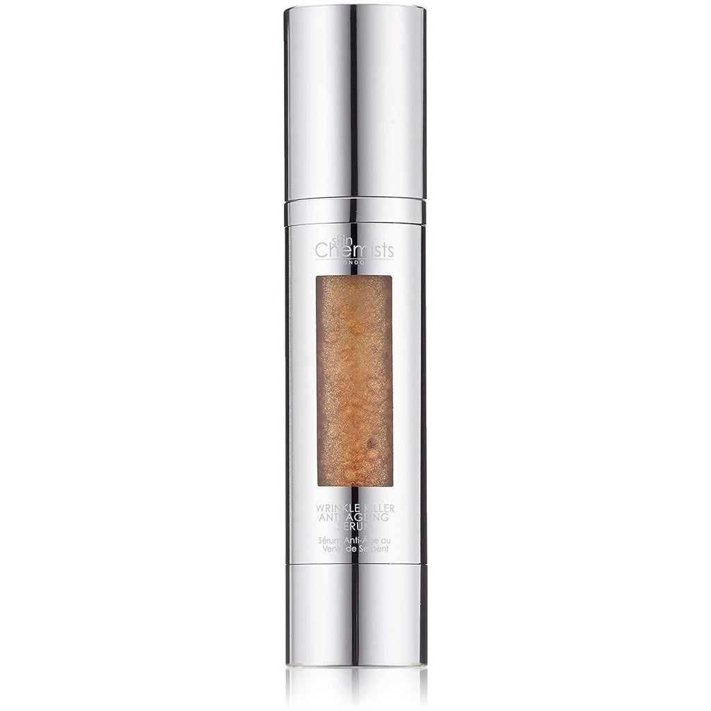 SkinChemists London Wrinkle Killer anti-aging serum with molecular spheres, 50ml, in a clear dropper bottle.