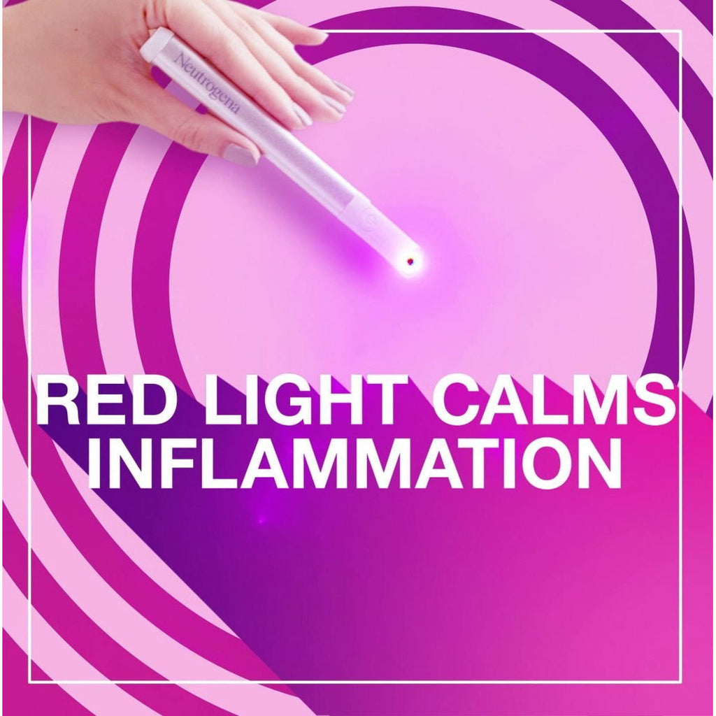 Neutrogena Visibly Clear Light Therapy acne spot treatment device from Grace Beauty, with a sleek handheld design and LED light.