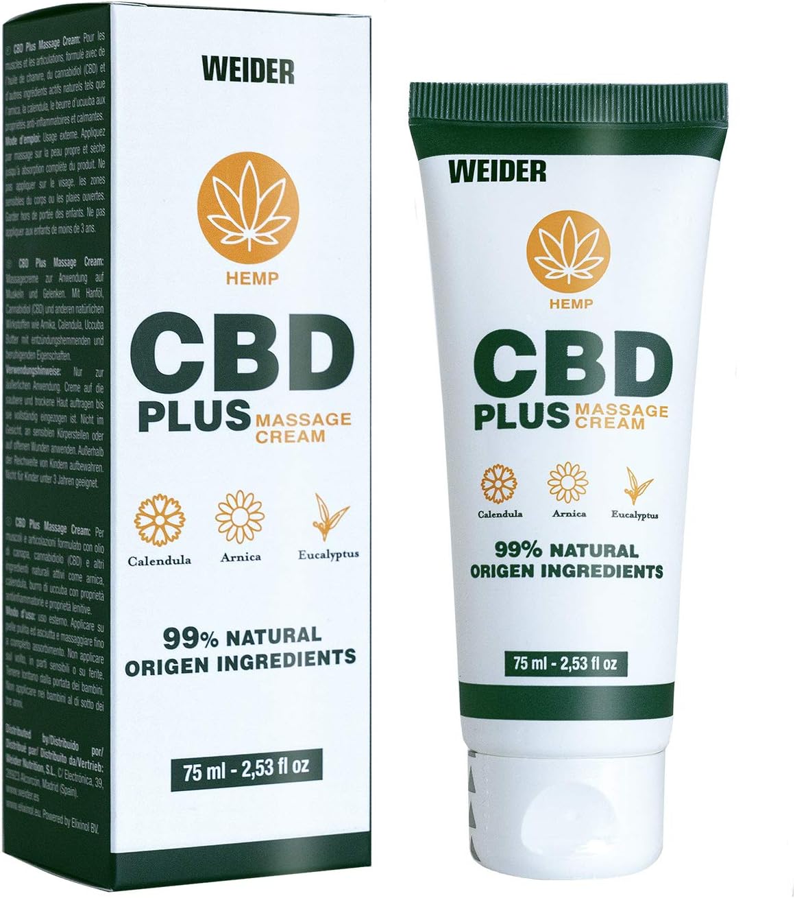 Grace Beauty Weider CBD massage cream for pain and stiffness relief, 75 ml, soothing anti-inflammatory topical cream.