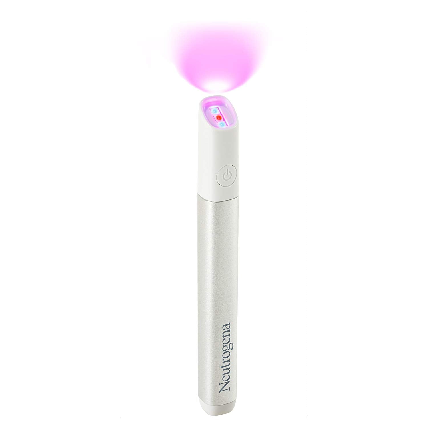 Neutrogena Visibly Clear Light Therapy Acne Spot Treatment device showing a sleek, handheld beauty device for targeted acne treatment.