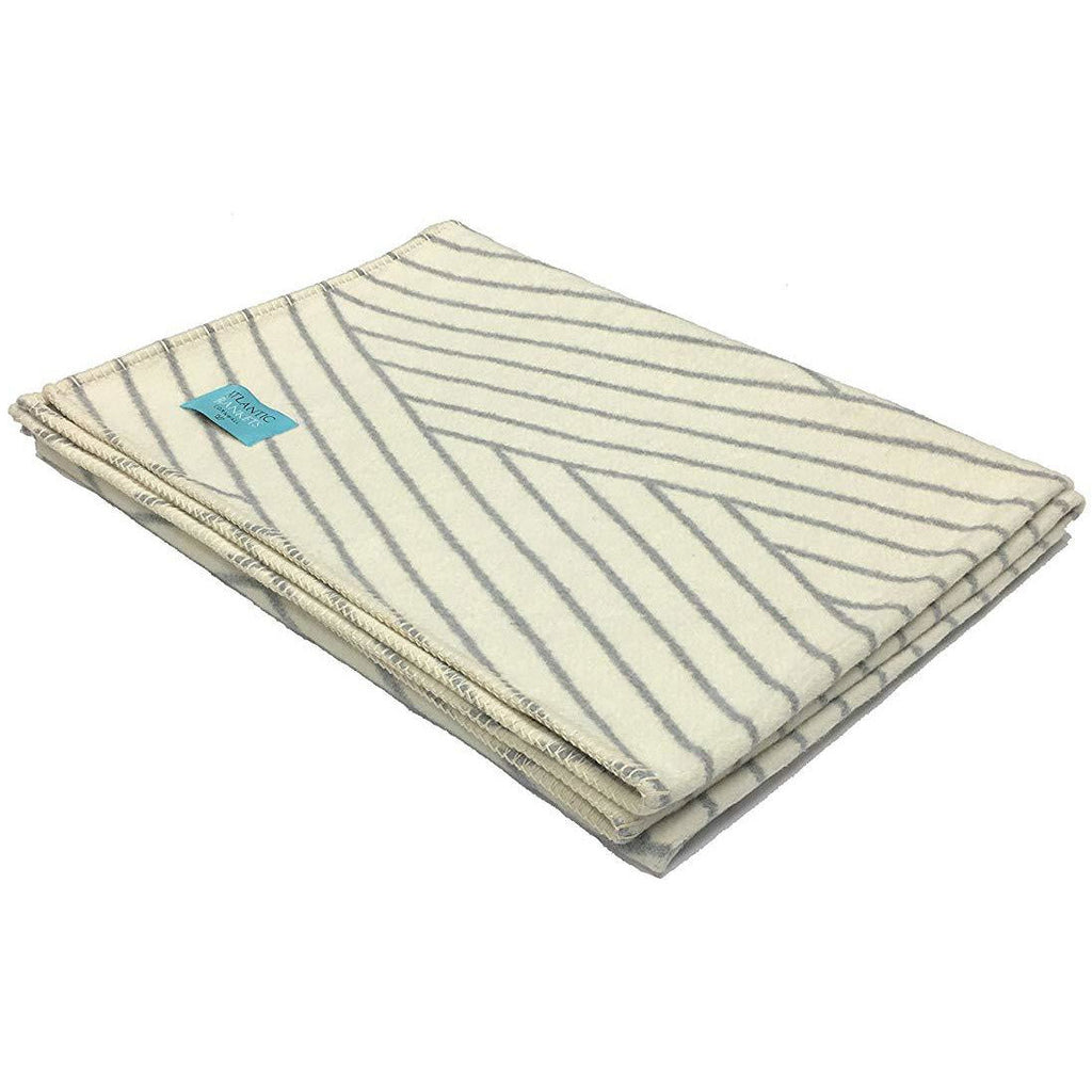 Grace Beauty Atlanta Grey Coastal Plains Cotton throw blanket on a bed, single size, soft and cozy for bedroom or living room use.