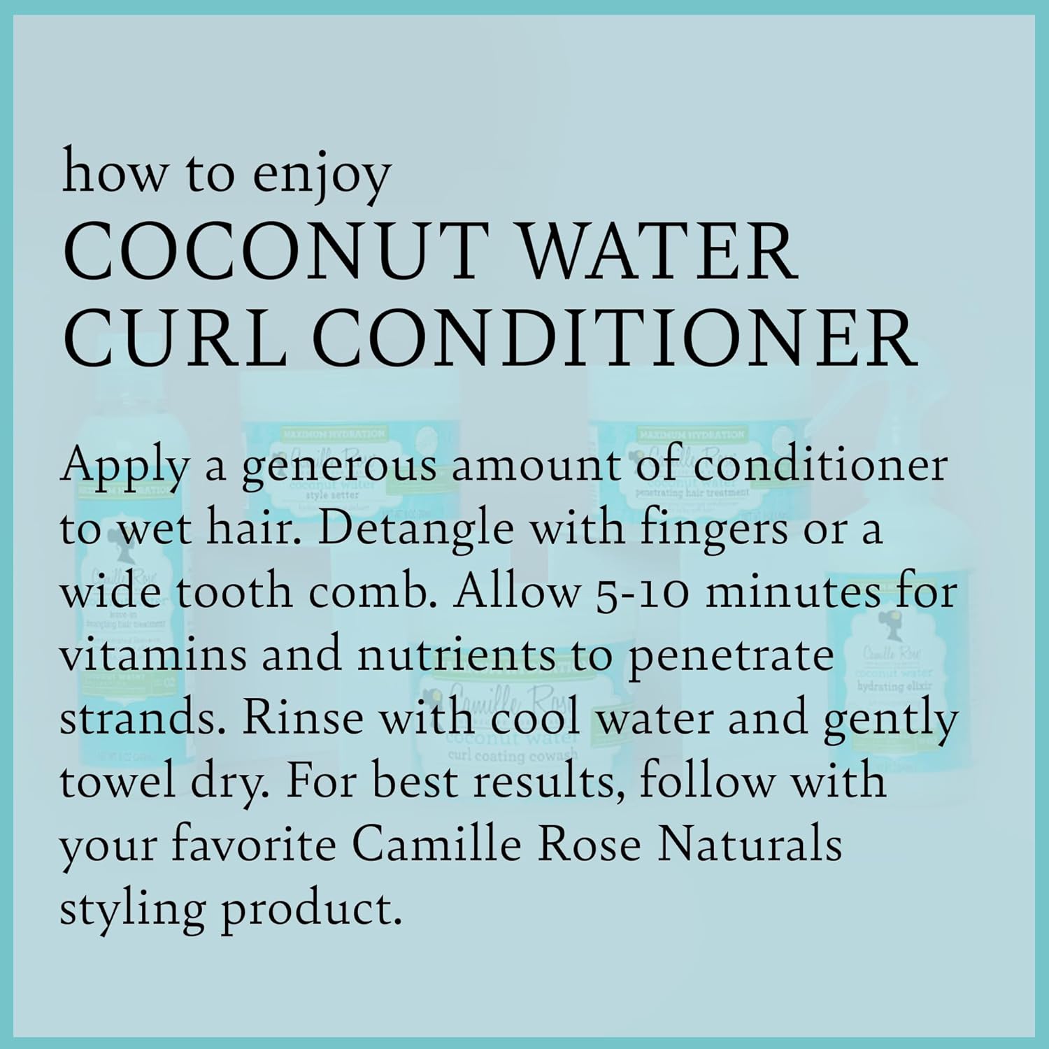 Camille Rose Naturals Coconut Water Curl Conditioner in 354ml bottle, designed for curly hair hydration and nourishment