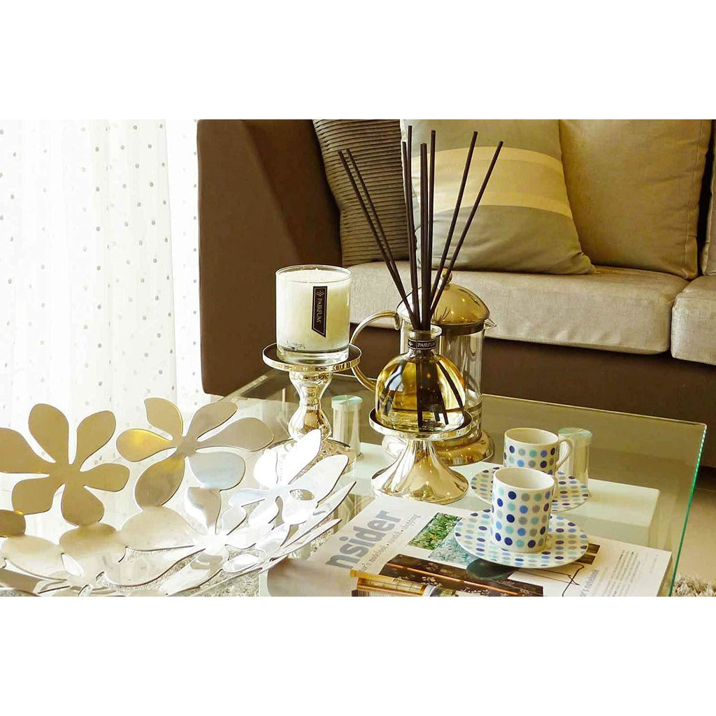 Grace Beauty Pairfum London luxury reed diffuser with Black Orchid scent, 100ml bottle and 10 fragrance reeds.