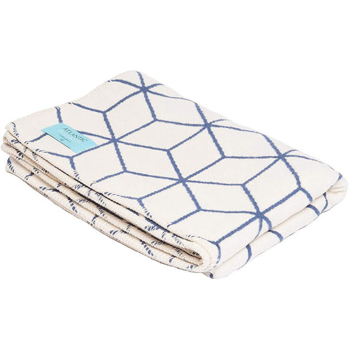 Grace Beauty Atlanta navy and cream geometric throw blanket, single size bed blanket with stylish pattern for cozy home decor.