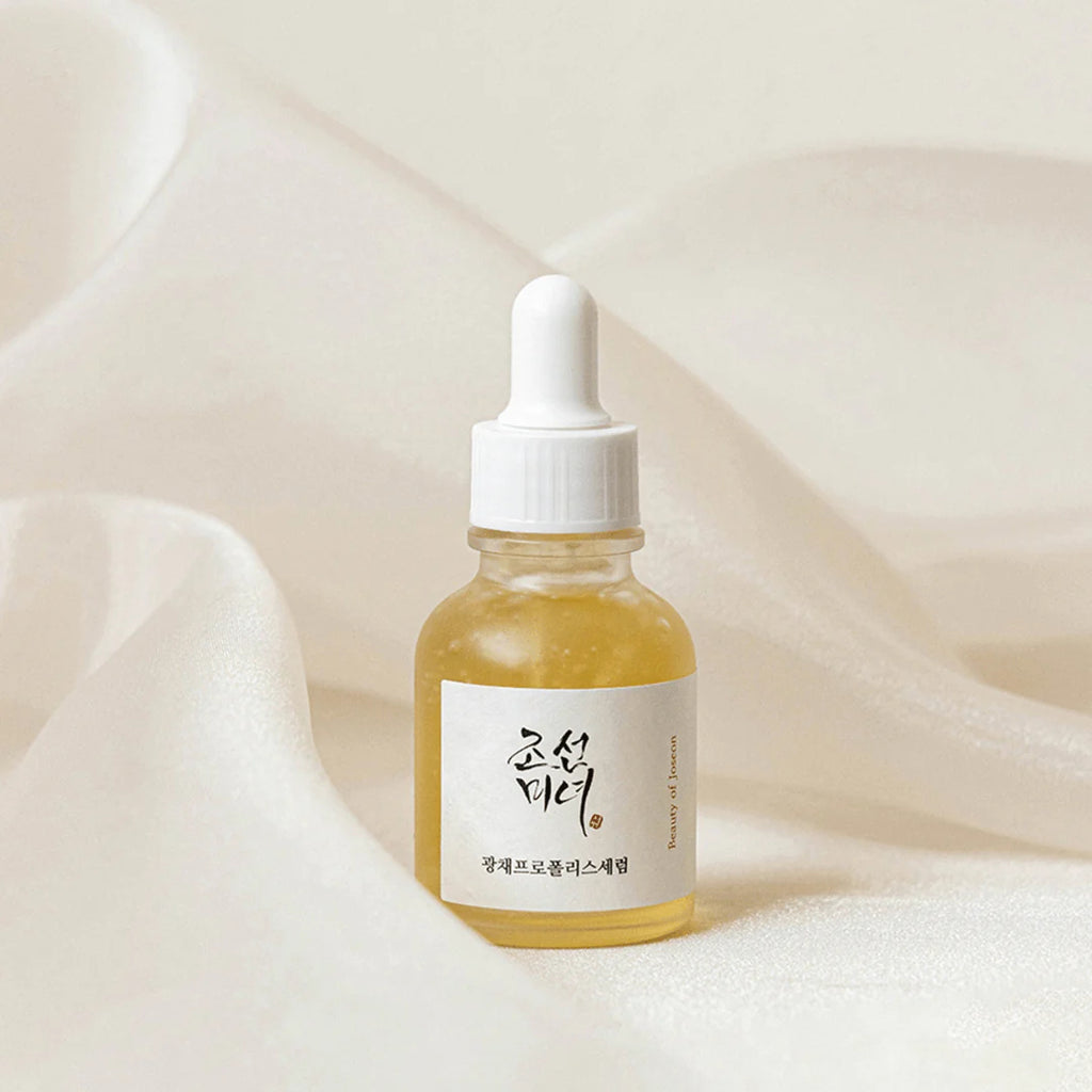 Beauty of Joseon Glow Serum with propolis and niacinamide, 30ml, in a clear glass bottle from Mii Korean Skincare.