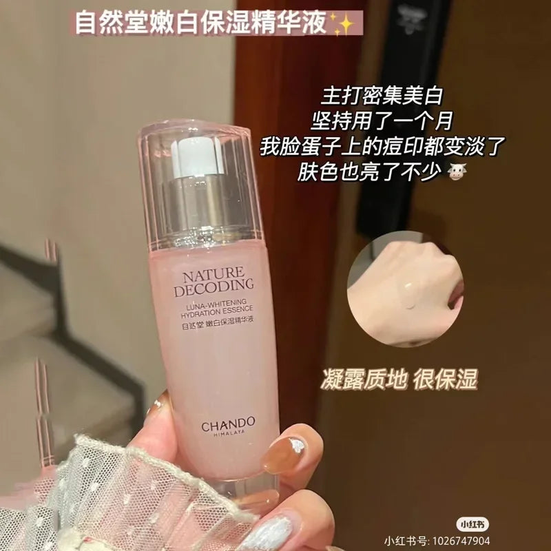 CHANDO Whitening Moisturising SkinCare Set with cleanser, toner, and moisturizer in a white packaging, designed for brightening and hydration.