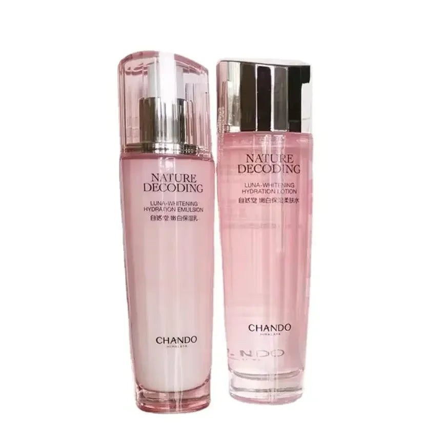 CHANDO whitening moisturizing skincare set with cleansers, serums, and creams, displayed in a sleek white packaging.