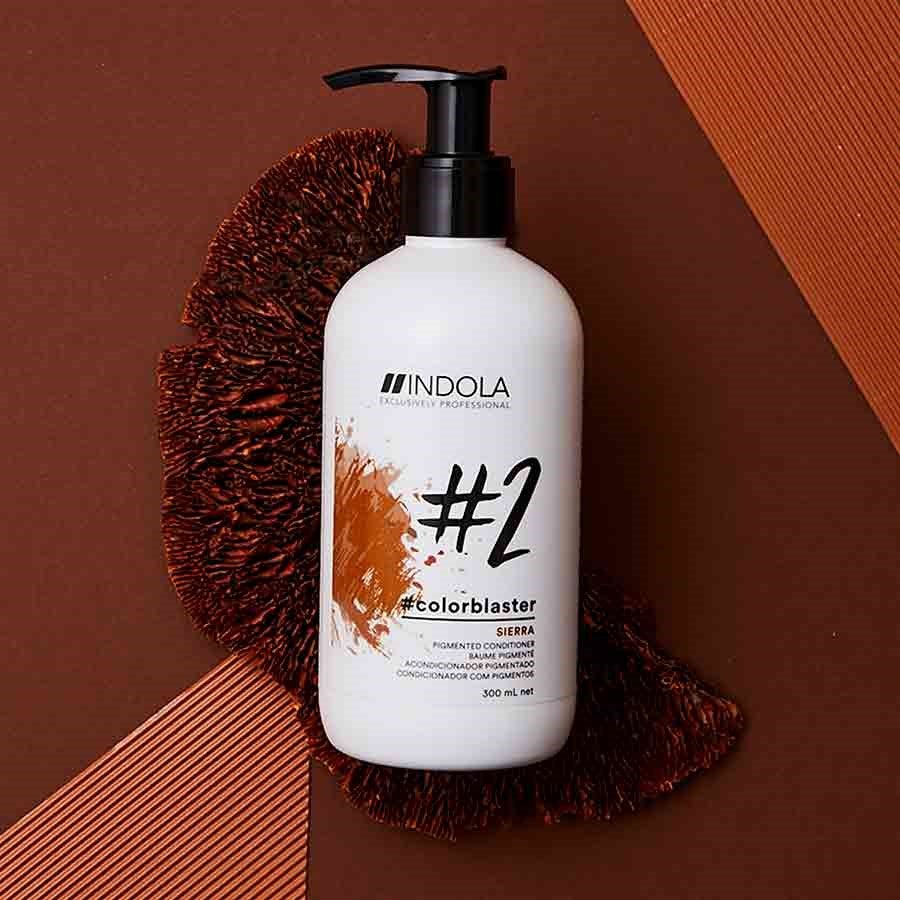 Indola Exclusively Professional Colorblaster pigmented conditioner in Sierra 300ml, showing the conditioner bottle with product label.