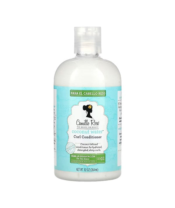 Camille Rose Naturals Coconut Water Curl Conditioner in a 354ml bottle, showcasing a conditioner with coconut water for curly hair.