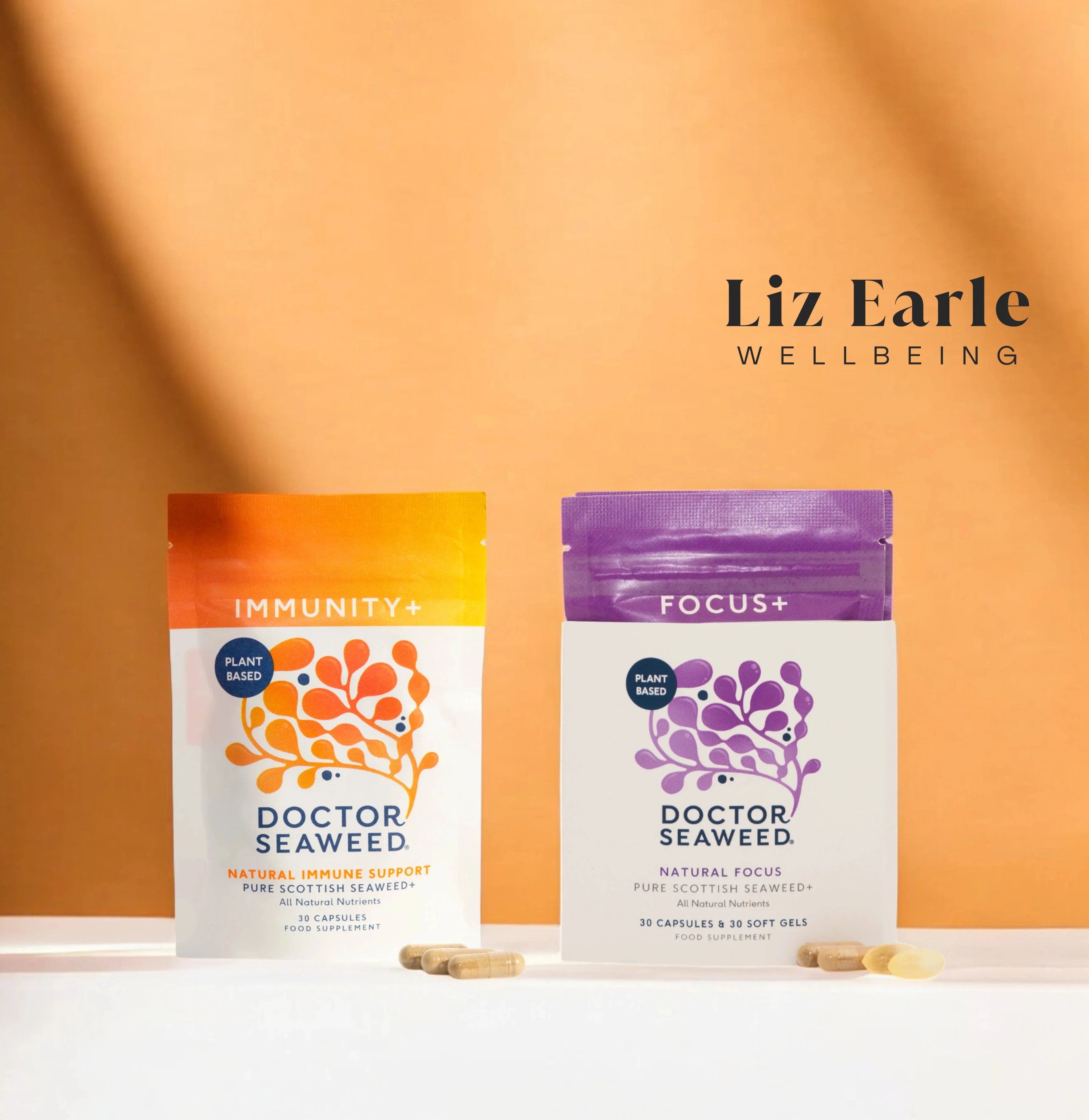 Doctor Seaweed Clarity & Defence Duo skincare set with bottles of facial cleanser and moisturizer on a white background.