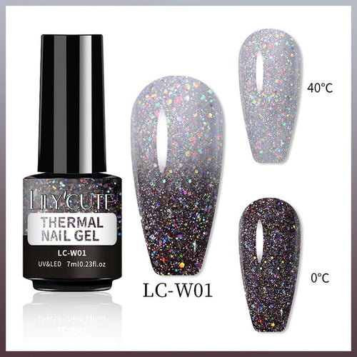 Cashymart color-changing thermal gel nail polish displaying a gradient of color transition on nails.