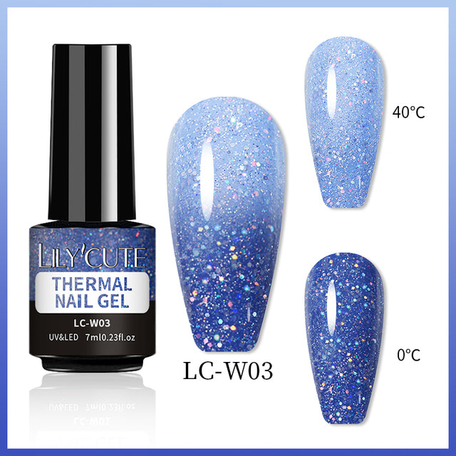 Cashymart color-changing thermal gel nail polish showing vibrant color shift on nails in natural light.