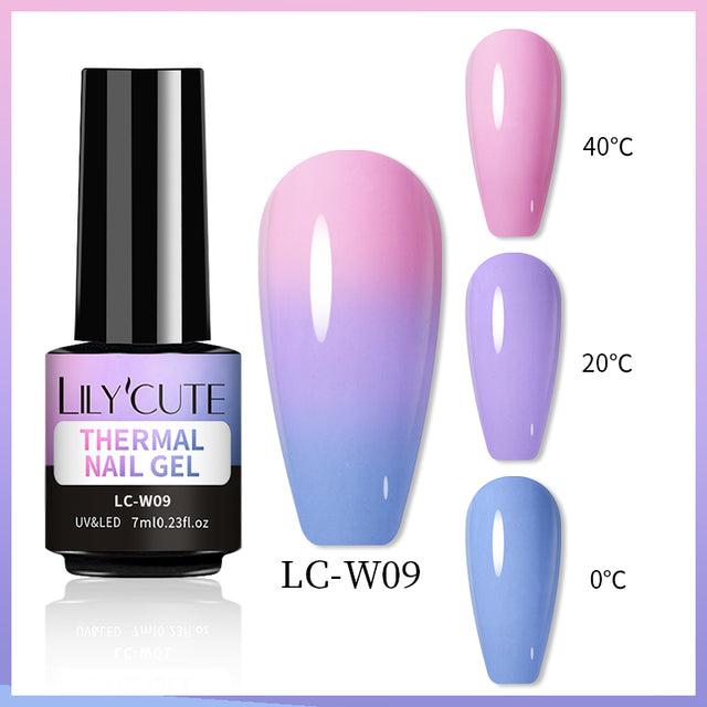 Cashymart color changing thermal gel nail polish in a bottle, showcasing its vibrant, temperature-sensitive nail color.