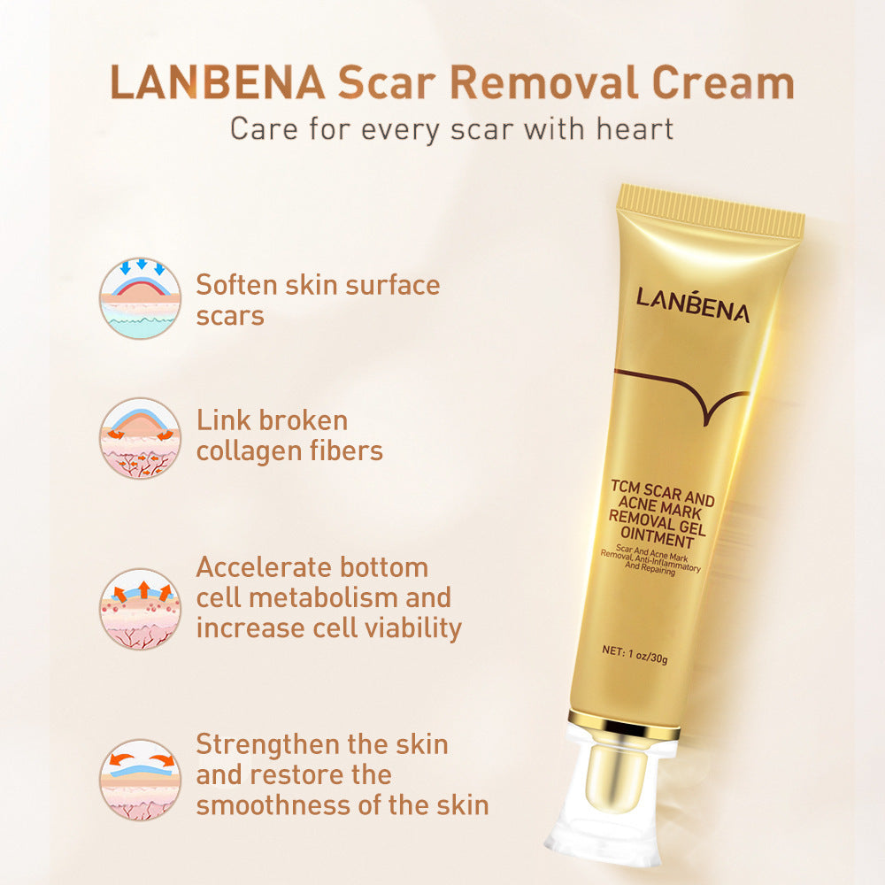 Herbal Repair Gel by Cashymart for scar removal, showing the gel in a clear container with herbal ingredients around it.