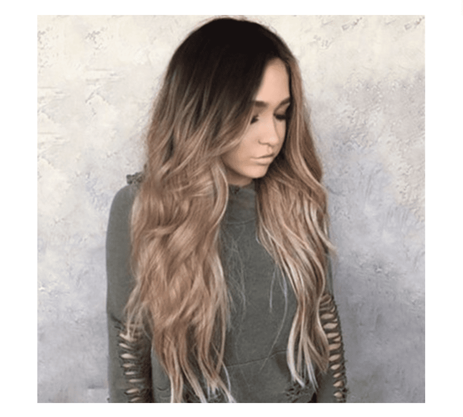 Korean silk gradient long curly hair wig by Cashymart showcasing rich color transitions and voluminous curls.