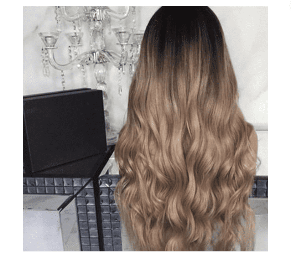 Korean silk gradient long curly wig by Cashymart showcasing smooth, flowing curls and a vibrant gradient color.