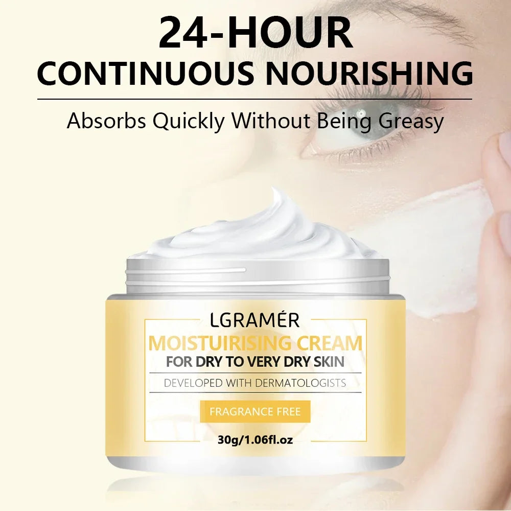 LGRAMER hydrating face cream in a jar, part of Cashymart's skincare collection, with a smooth, creamy texture and moisturizing formula.