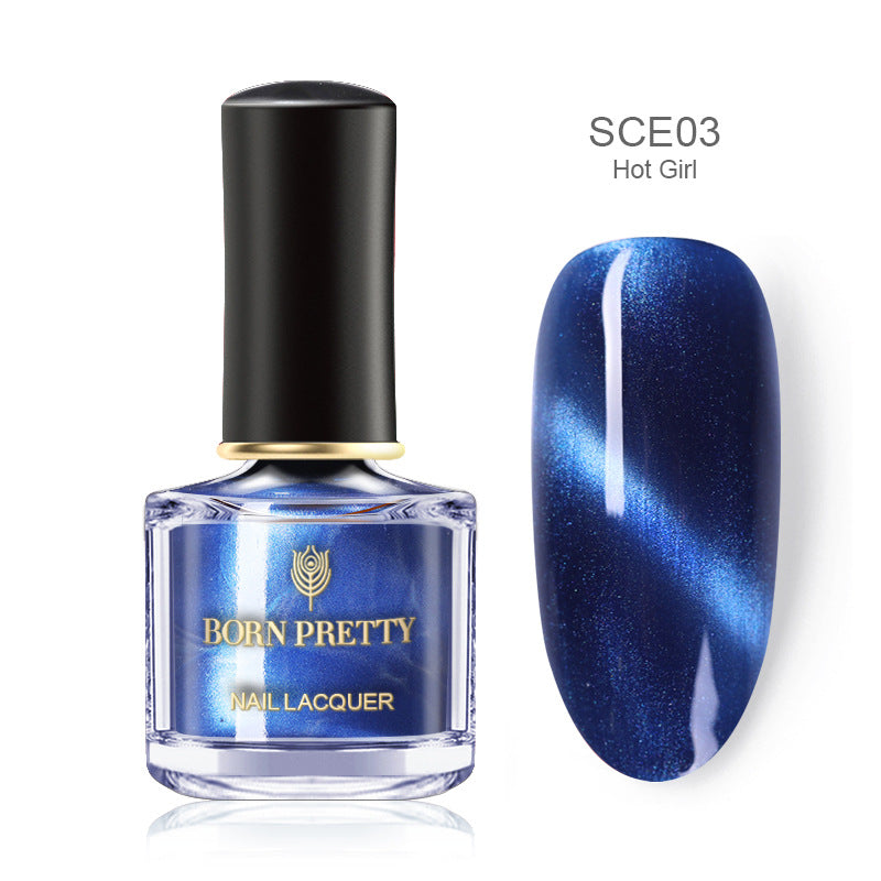 Cashymart magnetic nail polish in a sleek bottle, showcasing the shimmering, magnetic effect on smooth, polished nails.
