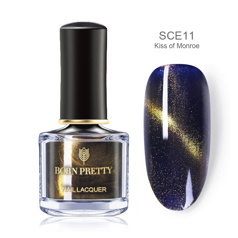Cashymart magnetic nail polish bottle with purple and black swirling design, showcasing the magnetic nail polish effect.