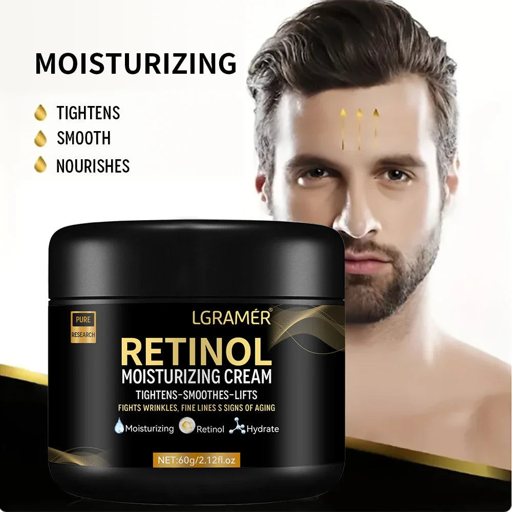 Men's retinol cream by Cashymart in a jar, featuring smooth skincare formulation for rejuvenating men's facial skin.