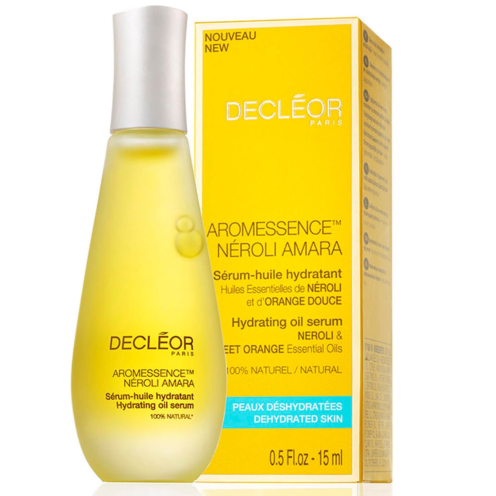 Decleor Neroli Bigarade Aromessence essential oils serum in 15ml bottle, ideal for dehydrated skin, displayed on a clean background.