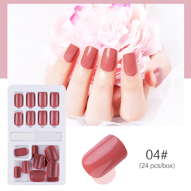 Reusable stick-on nails by Cashymart, showcasing a set of natural-looking, easy-to-apply nail extensions on a neutral background.
