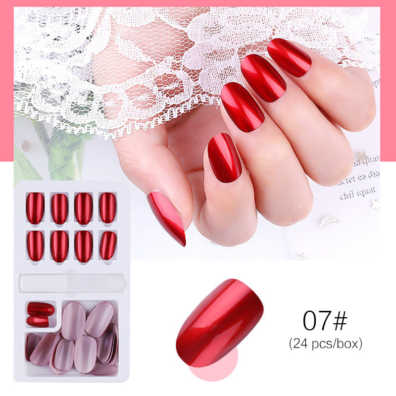 Reusable stick-on nails by Cashymart displayed on a neutral background, showcasing sleek, natural-looking nail designs.
