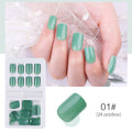Reusable stick-on nails from Cashymart with a natural pink finish, displayed on a white background with nails arranged in a row.