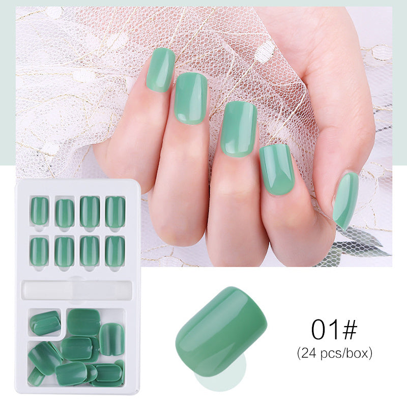 Reusable stick-on nails from Cashymart with a natural pink finish, displayed on a white background with nails arranged in a row.