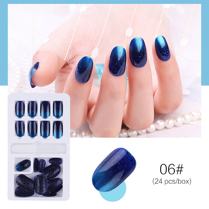 Reusable Cashymart stick-on nails with natural pink finish and various sizes displayed on a white background.