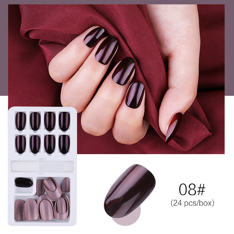 Set of reusable stick-on nails by Cashymart showing various sizes and natural finish on a white background.