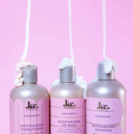 KeraCare Curlessence Moisturising Shampoo in 350ml bottle, showing the shampoo's label and packaging for curly hair care.