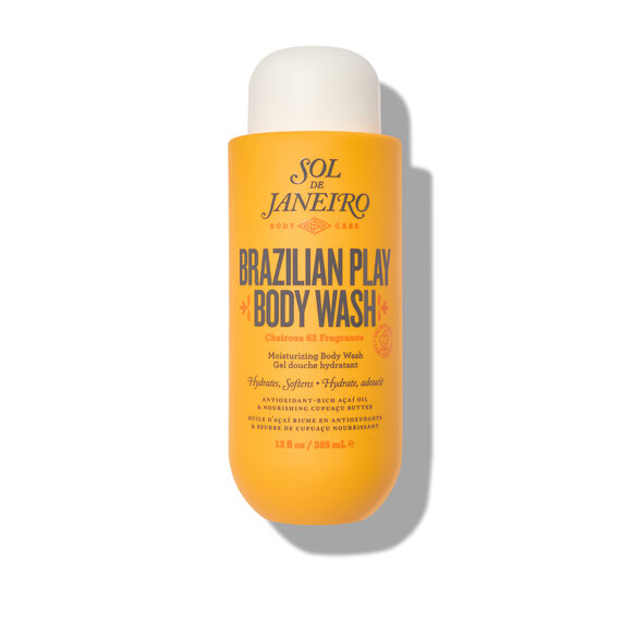Sol de Janeiro Brazilian 4 Play Moisturizing Shower Cream-Gel in a 385ml bottle, with vibrant packaging, from Grace Beauty.