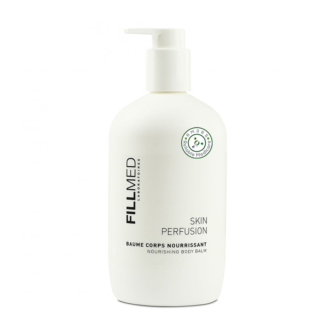 Fillmed CAB Nourishing Body Balm lotion in a 500ml bottle, showing the moisturizing cream with a smooth, creamy texture.