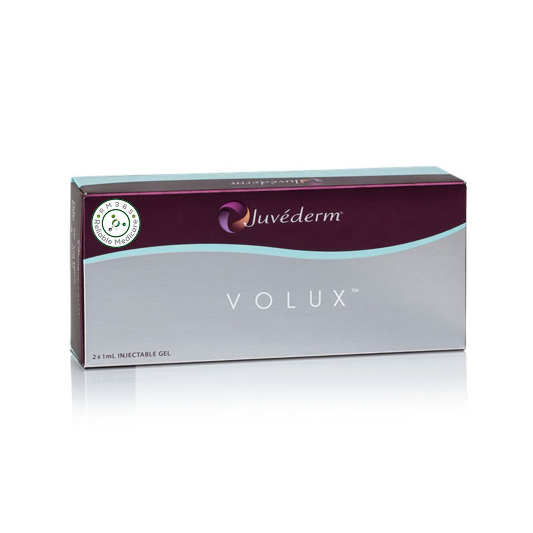 Juvéderm Volux Lidocaine 1ML syringe showing a clear medical skincare product from Grace Beauty for facial contouring.