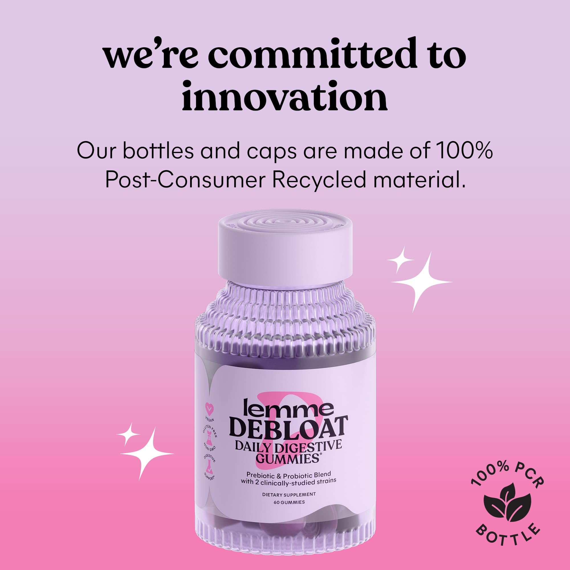 Lemme Debloat digestive and gut health gummies with blackberries, featuring probiotics and prebiotic, 60 count by BritishVita.